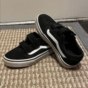 Vans Kids Black and White Velcro Sneakers